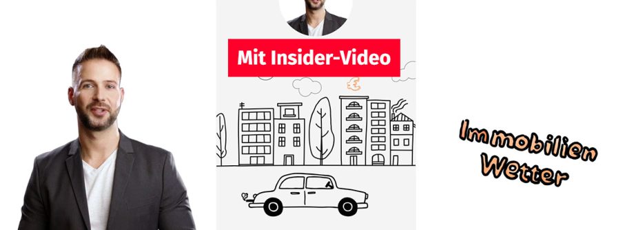 Links steht ein Mann und erklärt die aktuelle Entwicklung an den deutschen Immobilienmärkten, in der Mitte werden die Aussagen comicartig illustriert | Druck auf Mietmarkt nimmt weiter zu