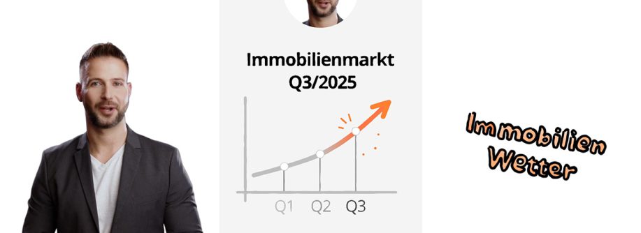 Ein Teaser für das Immowetter, ein Moderator, der das Immobilien-Wetter ansagt